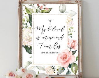 My beloved is mine, and I am his - Song of Solomon 6:3 Digital Printable, Valentine's Day Gift