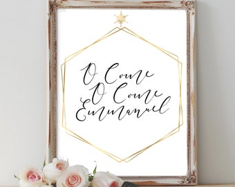 Christmas Card Printable Bundle - O Come O Come Emmanuel, Joy to the world, Gloria in excelsis Deo, Oh holy night, Advent Wall Decor/Gift