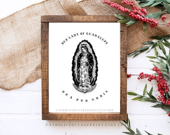 Our Lady of Guadalupe Print, Protectress of the Unborn, Catholic Marian Wall Art