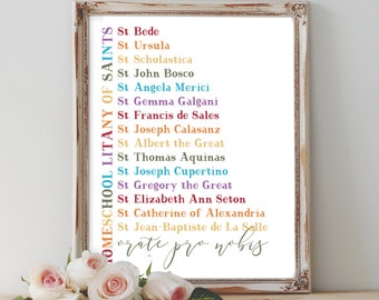 Catholic Homeschool Litany of Saints Digital Printable - pray for us IN LATIN (orate pro nobis) Back to School Decor