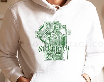 St. Patrick, ora pro nobis (Latin for "pray for us") - Unisex Hooded Sweatshirt - Catholic Lent - St. Patrick's Day Apparel