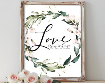 St. Teresa of Calcutta Printable-Love begins at home, Catholic card/gift