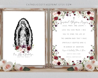 Our Lady of Guadalupe Print, Spiritual Adoption of an Unborn Baby in Danger of Abortion Prayer Card, Digital Download, Instant Printable