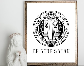 St. Benedict Medal Printable "Be gone satan. Drink the poison yourself" - Catholic Digital Download