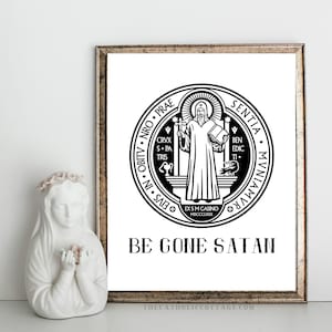 Medaglia di San Benedetto stampabile "Vattene satana. Bevi tu stesso il veleno" - Download digitale cattolico