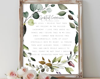 Spiritual Communion Prayer Card by St. Alphonsus Ligouri, Digital Download, Printable