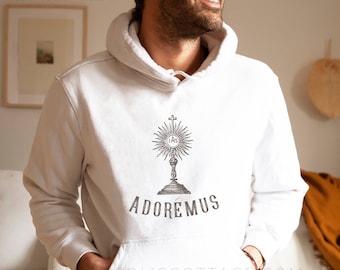 Adoremus "Let us adore" in Latin Hoodie - Catholic Unisex Hooded Sweatshirt - Catholic Apparel for Men and Women