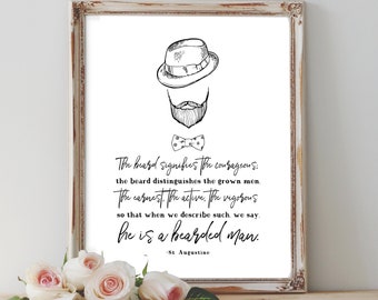 St. Augustine Catholic Printable - The beard signifies the courageous, he is a bearded man, Father's Day Gift, Instant download