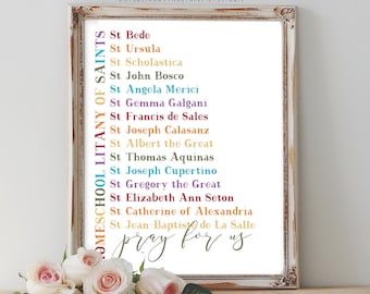 Catholic Homeschool Litany of Saints Digital Printable - Back to School Decor