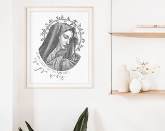 Our Lady of Sorrows Premium Matte Poster - Catholic Mary Printed Poster - FRAME NOT INCLUDED