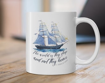 St. Therese of Lisieux Mug - The world is thy ship and not thy home - Ceramic Mug 11oz - Catholic Gift for Men and Women, The Little Flower