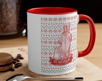 St. Nicholas, pray for our children Catholic Saint Mug - St. Nicholas Day Gift - Catholic Coffee Mug