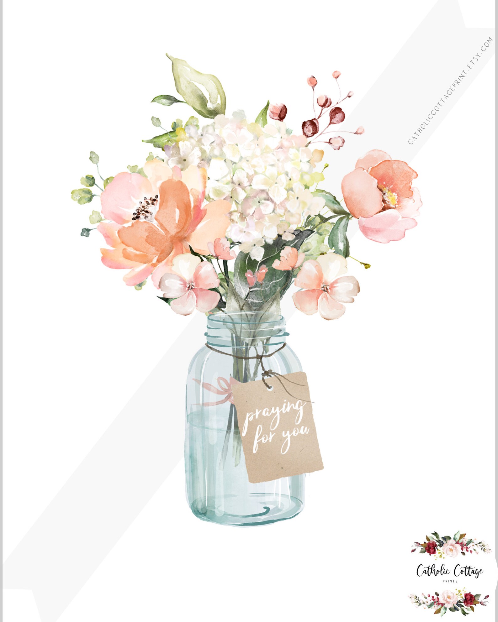 Flower Bouquet Card praying for You Christian Etsy