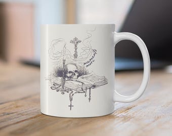 Memento Mori Catholic Mug - Catholic Kitchen, All Souls Day, Catholic Halloween, Catholic Gift for Men, Women, Catholic Coffee, Tea