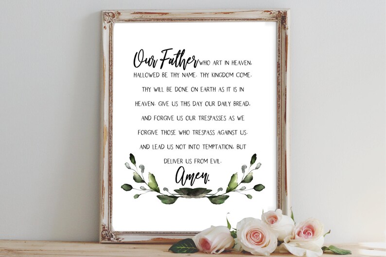 our father catholicchristian prayer digital printable etsy
