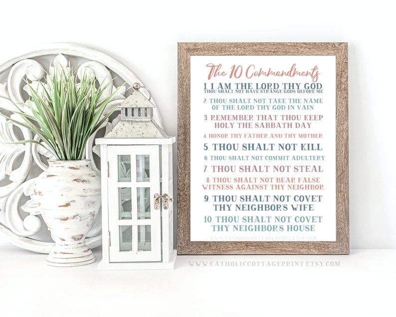 10 Commandments Printable - Catholic Homeschool or Teacher - Digital Download image 1