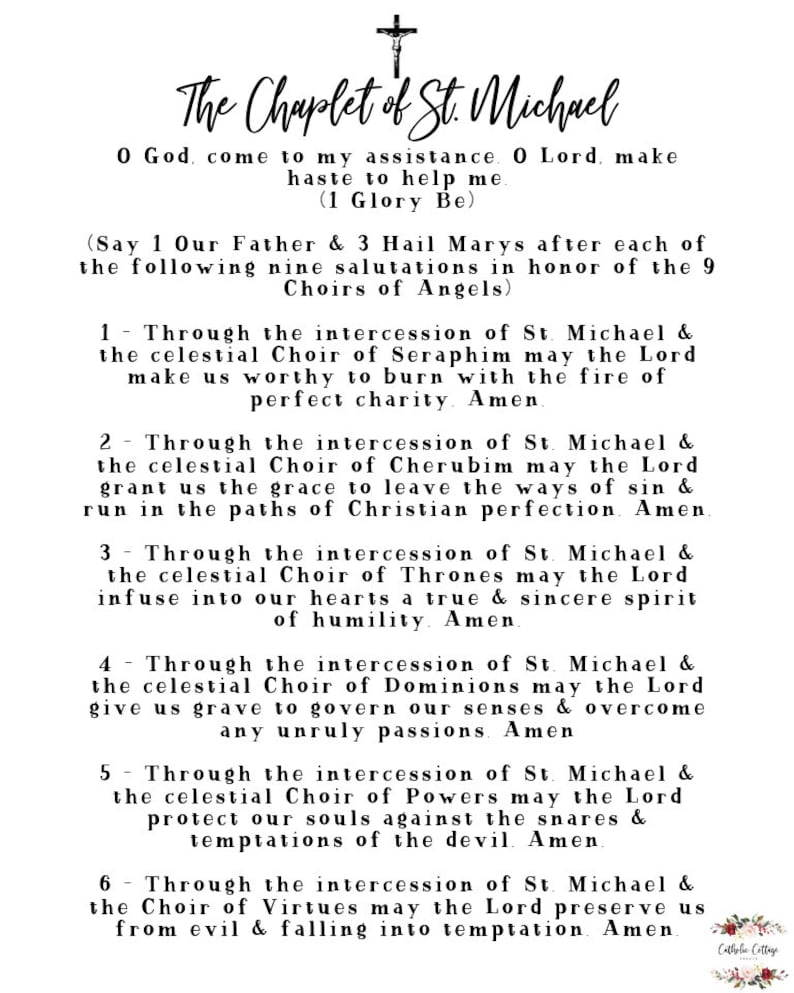 The chaplet of st michael catholic prayer card etsy