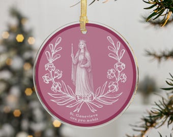 St. Genevieve Ornament | Catholic Saint Acrylic Ornament | Catholic Stuffing Stocker | Catholic Christmas Ornament