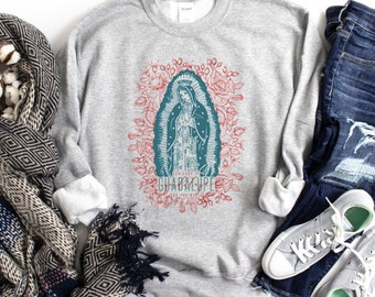 Our Lady of Guadalupe, ora pro nobis Sweatshirt - Unisex Heavy Blend Crewneck Sweatshirt - Catholic Gifts for Women and Girls