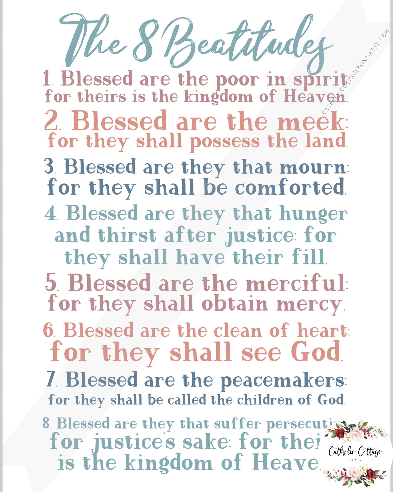 The 8 Beatitudes Told By Jesus Christ Catholic Etsy