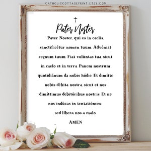 Our Father : Pater Noster - Catholic/Christian Prayer in English and Latin, Prayer Card, Digital Printable and Wall Art