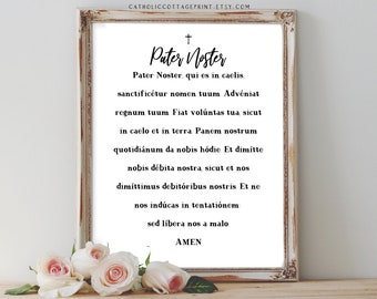 Our Father : Pater Noster - Catholic/Christian Prayer in English and Latin, Prayer Card, Digital Printable and Wall Art
