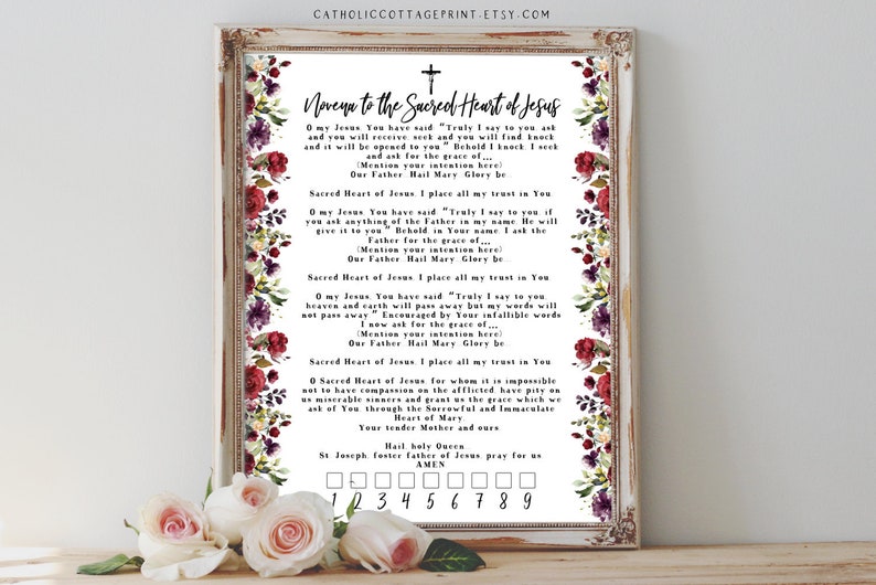 Catholic Prayer - Novena towards the Sacred Center of Jesus Tracker Printable picture relating to Printable Prayer to St. Joseph named Catholic Prayer - Novena toward the Sacred Centre of Jesus Tracker Printable