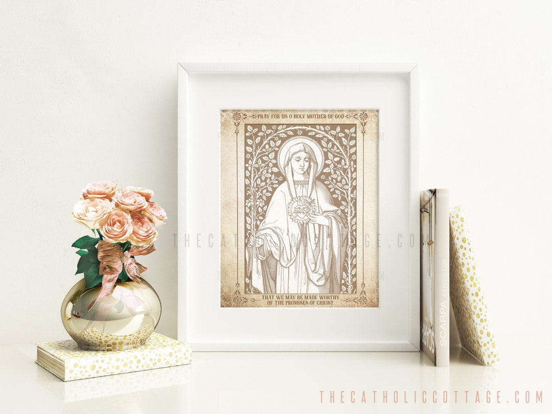 Vintage Immaculate Heart of Mary Printable - Catholic Digital Download ...