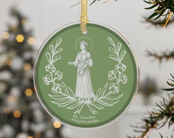 St. Cecilia Ornament | Catholic Saint Acrylic Ornament | Catholic Stuffing Stocker | Catholic Christmas Ornament