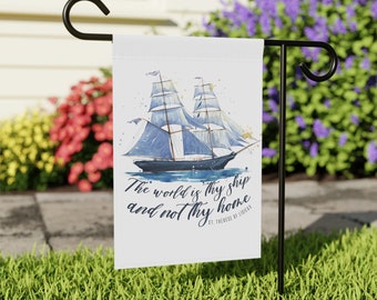 St. Therese of Lisieux Garden Flag, Catholic Home Decor, The Little Flower, World is thy ship, Catholic Garden Flag, Garden & House Banner