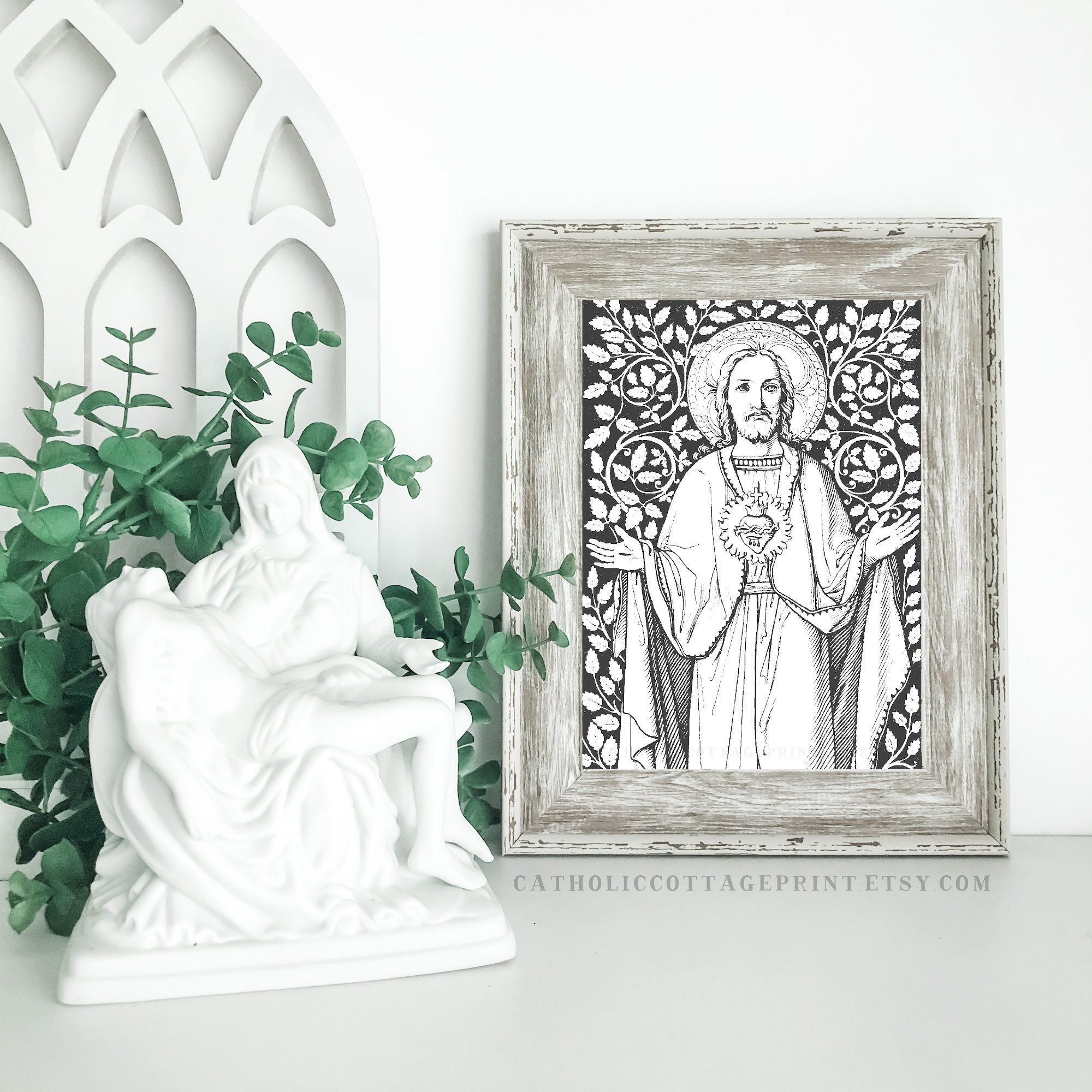 Vintage Sacred Heart of Jesus Printable Catholic Digital | Etsy