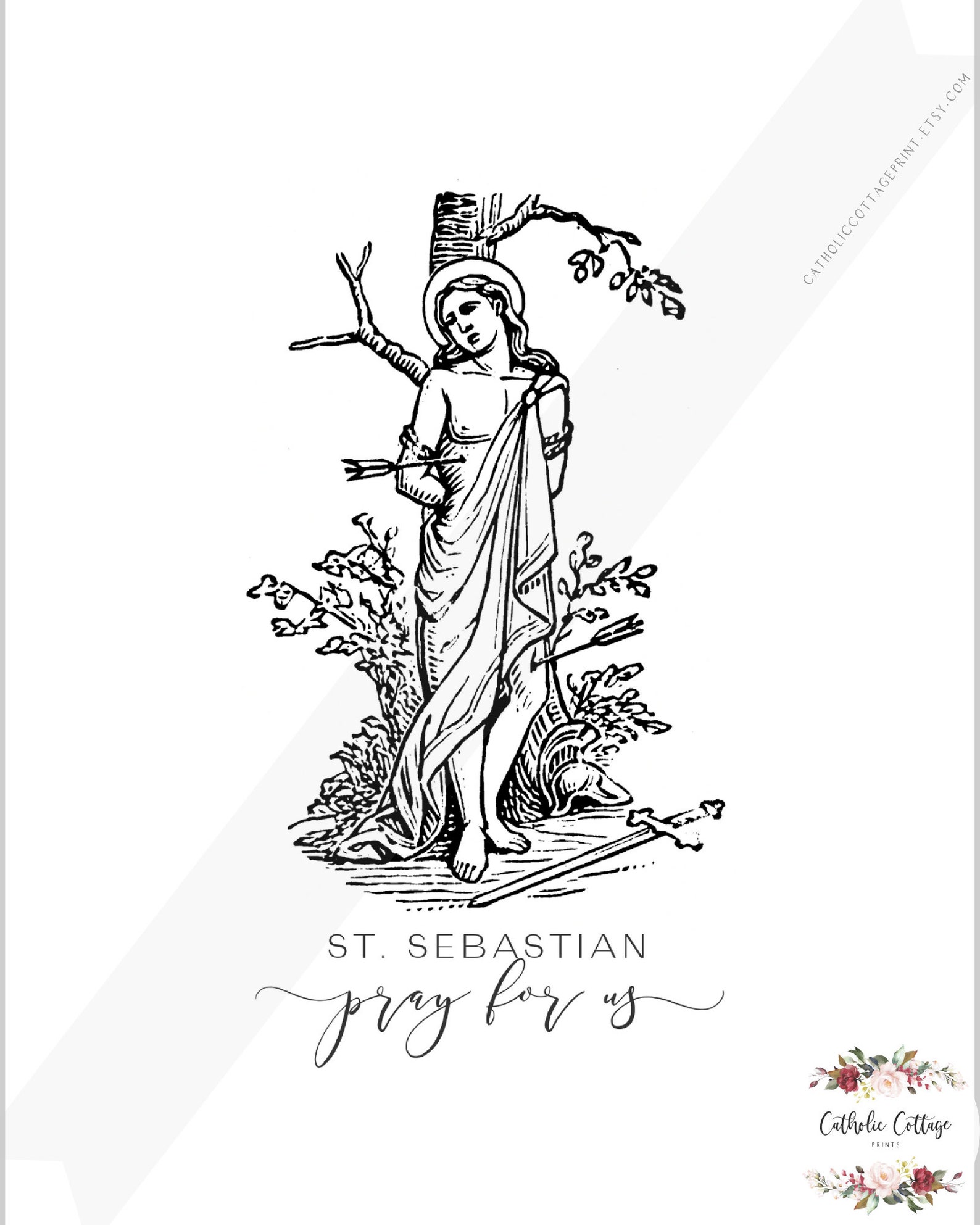 Catholic Saint Printable St. Sebastian Pray for Us Digital - Etsy