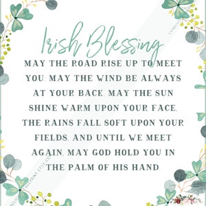 Irish Blessing Printable - May the Road Rise up to Meet You - Digital Download - Etsy