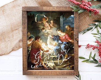 Nativity Printable "Gloria in excélsis Deo", Latin for Glory to God in the Highest - Catholic Advent/Christmas Digital Download