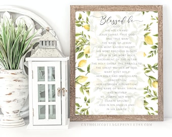 The Divine Praises - Catholic Lemon Kitchen Printable - "Blessed be God" - Catholic digital download