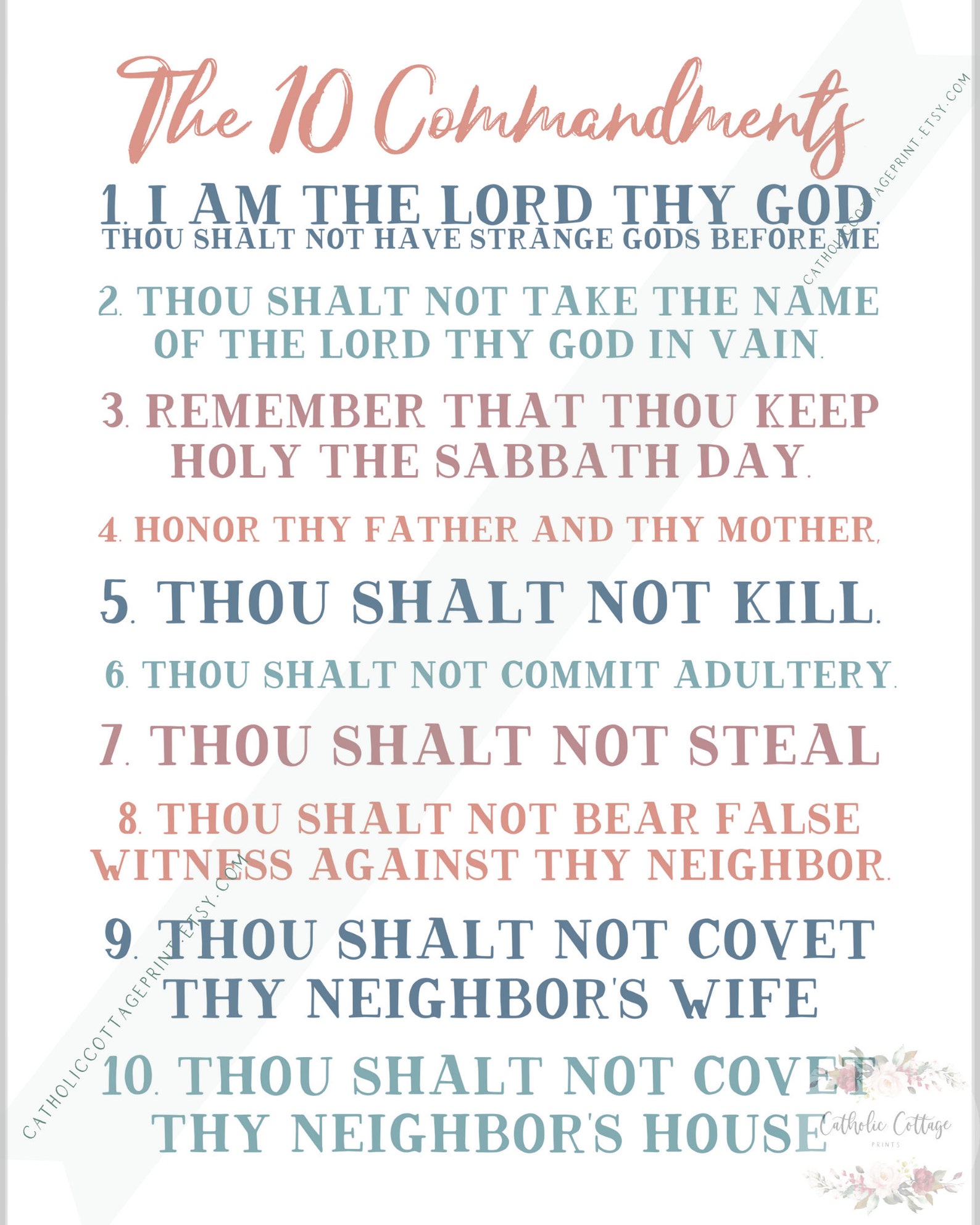 Roman Catholic Ten Commandments Printable