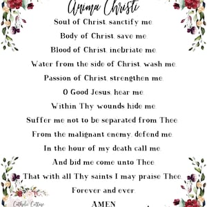 Anima Christi - Catholic/christian Prayer in English and Latin, Prayer ...
