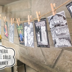 Carte funéraire DIY Bannière de la Journée de la Toussaint - Vie liturgique - Requiscat in Pace - Memento Mori - Décor de Carême catholique