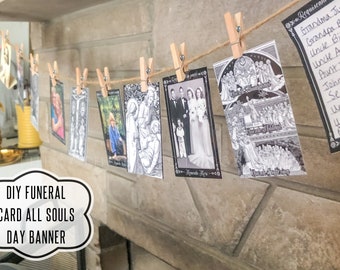 DIY Funeral Card All Souls Day Banner - Liturgical Living - Requiscat in Pace - Memento Mori - Catholic Lent Decor