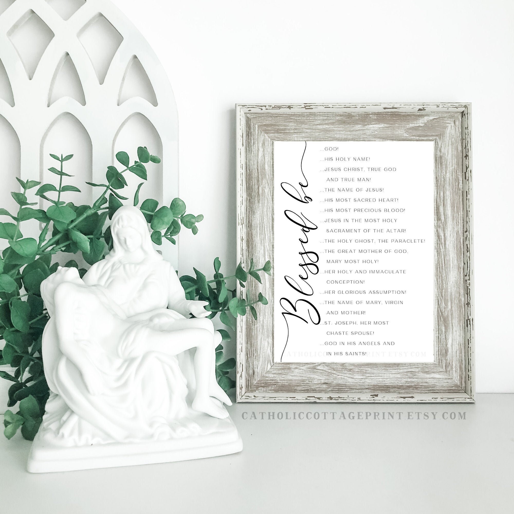 The Divine Praises Printable - Blessed be God - Catholic digital download