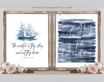 St. Therese of Lisieux quote and bible quote, Catholic Printable Bundle -from Matthew 4:19