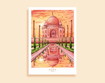 CLEARANCE ~ Agra India // Taj Mahal Art Print ~ A4/A5/A6 ~ Travel Print ~ Laura Caroline Art