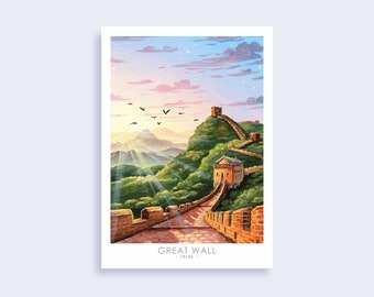 Great Wall of China Art Print ~ A4/A5/A6 ~ Travel Print ~ Laura Caroline Art