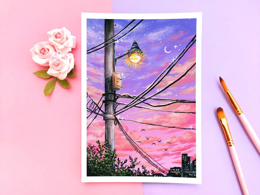Aesthetic Sky City Art Print A4/A5/A6 Dreamy Cityscape - Etsy