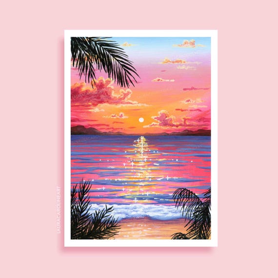 Tropical Beach Sunset Beautiful Sunset. Sunset Over The Ocean With