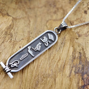 Handmade Sterling Silver Pendant Necklace Chain Costume Jewellery, Ancient Egyptian Cartouche "I LOVE U" Valentine…Magic Charm Necklace