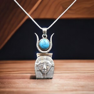 UNIEKE handgemaakte Sterling zilveren hanger ketting ketting kostuum sieraden van Oude Egyptische Hathor COW GOD..Godin van liefde & moederschap afbeelding 1