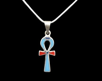 Egyptian Handmade Sterling Silver Pendant Necklace Chain Costume Jewellery- Ancient Ankh Cross Key of Life…Magic Charm Necklace