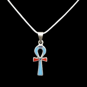 Ägyptische handgemachte Sterling Silber Anhänger Halskette Kette Kostüm Schmuck- Alter Ankh Kreuz Schlüssel des Lebens…Magische Charme Halskette