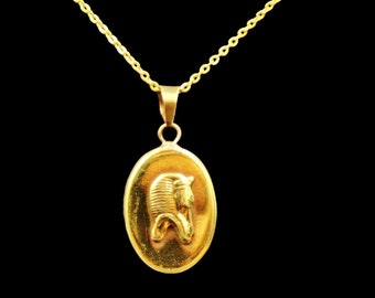 Handmade Golden Brass Pendant Necklace Chain Jewellery of Ancient Egyptian "Ancient Egyptian King Tut Mask"